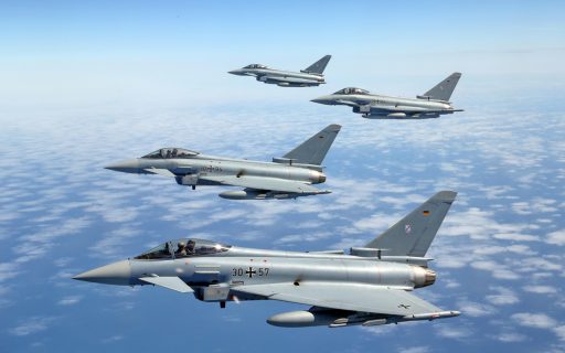Eurofighter des TaktLwG 31 „Boelcke“ über der Nordsee. (Quelle: Luftwaffe/Ulrich Metternich)