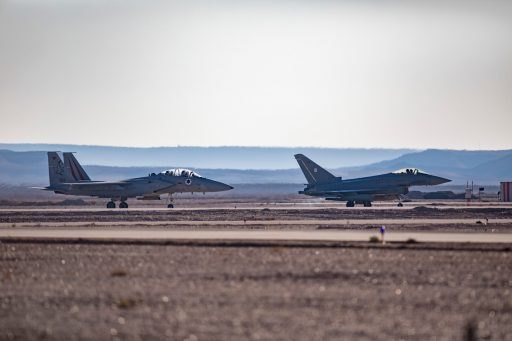 Blaue Flagge über der Negev-Wüste